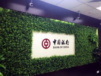 天津滨海新区中新生态城中国银行仿真植物墙